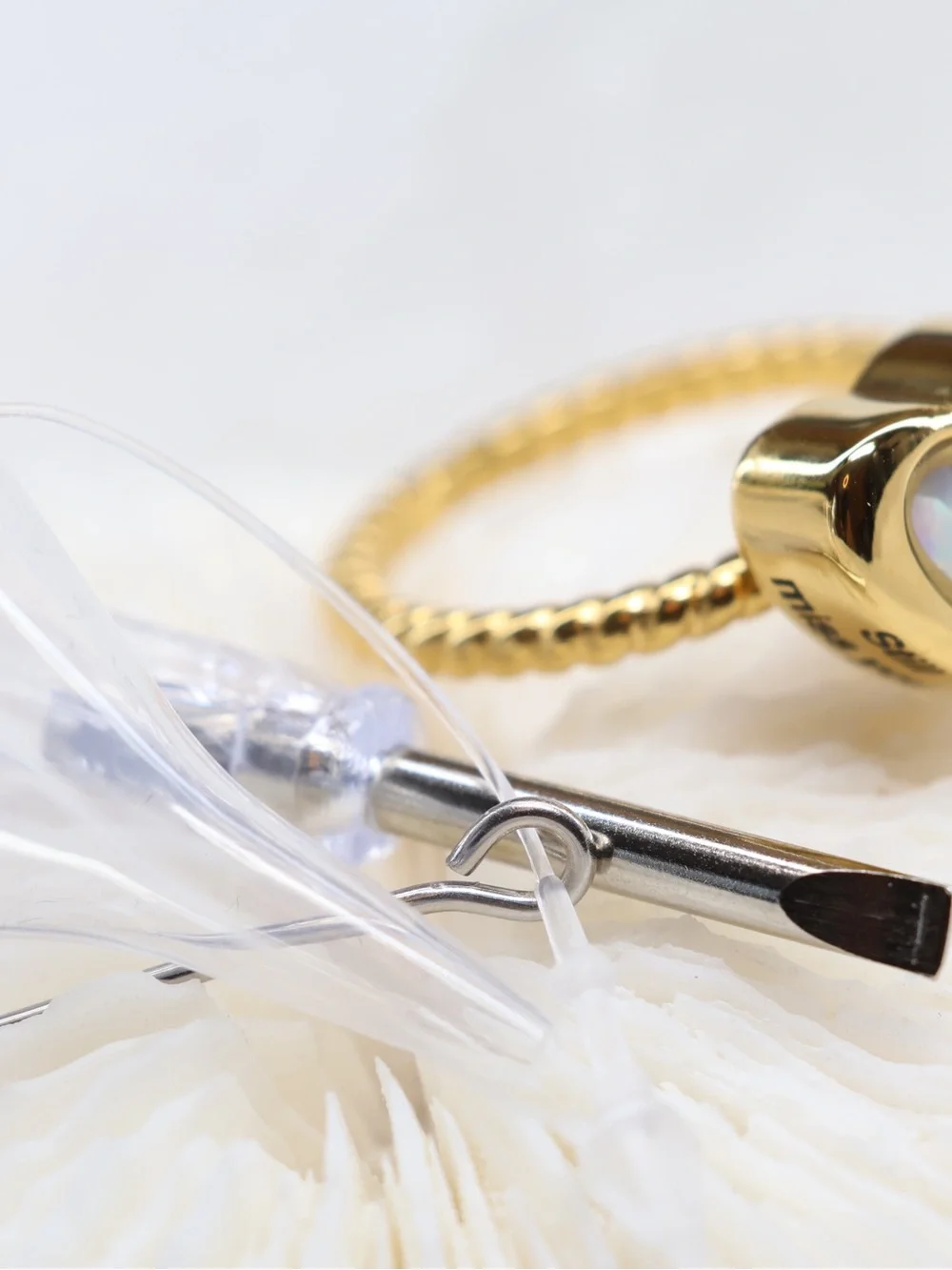 NWT Urn Ring, Gold Heart Ring with Opal-Look Inset - Still miss you Engraved Ash